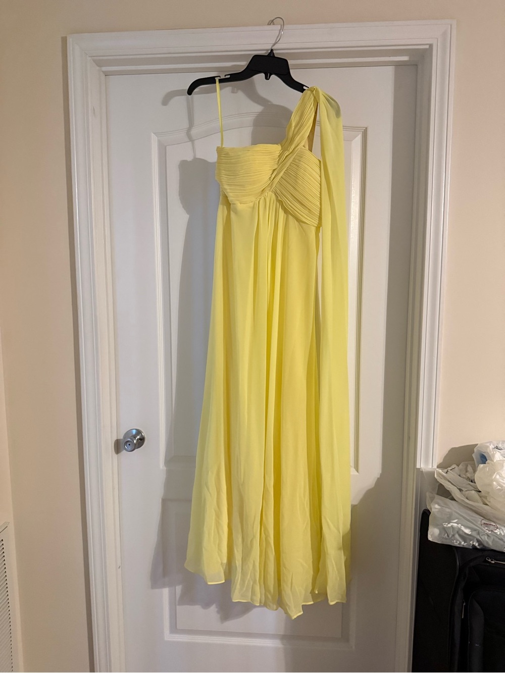 Ever Pretty Lemon Yellow One-Shoulder Chiffon Gown
